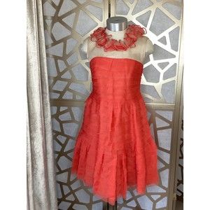 ANMANI SILK ORGANZA TIERED  DRESS WOMEN 4 6 special occasion party cocktail